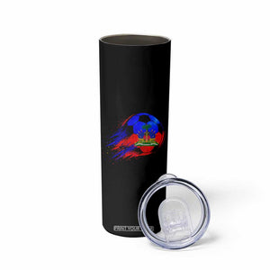 Haitian Flag Soccer Ball Splatter Graphic Skinny Tumbler Haiti Football Sports Fan TS02 Print Your Wear