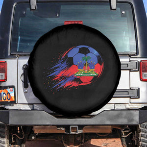 Haitian Flag Soccer Ball Splatter Graphic Spare Tire Cover Haiti Football Sports Fan TS02 No hole Black Print Your Wear