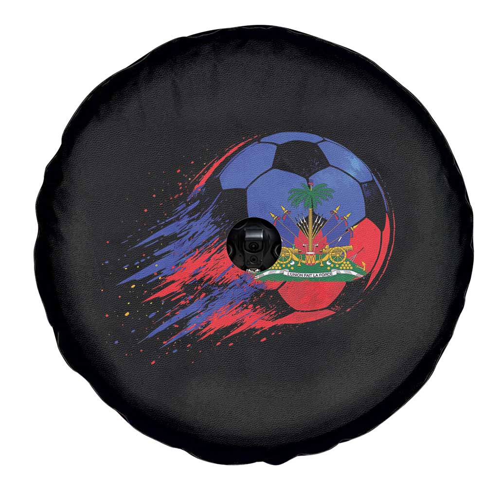 Haitian Flag Soccer Ball Splatter Graphic Spare Tire Cover Haiti Football Sports Fan TS02 Print Your Wear