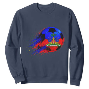 Haitian Flag Soccer Ball Splatter Graphic Sweatshirt Haiti Football Sports Fan TS02 Navy Print Your Wear