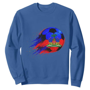 Haitian Flag Soccer Ball Splatter Graphic Sweatshirt Haiti Football Sports Fan TS02 Royal Blue Print Your Wear