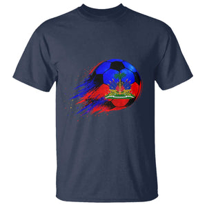 Haitian Flag Soccer Ball Splatter Graphic T Shirt Haiti Football Sports Fan TS02 Navy Print Your Wear