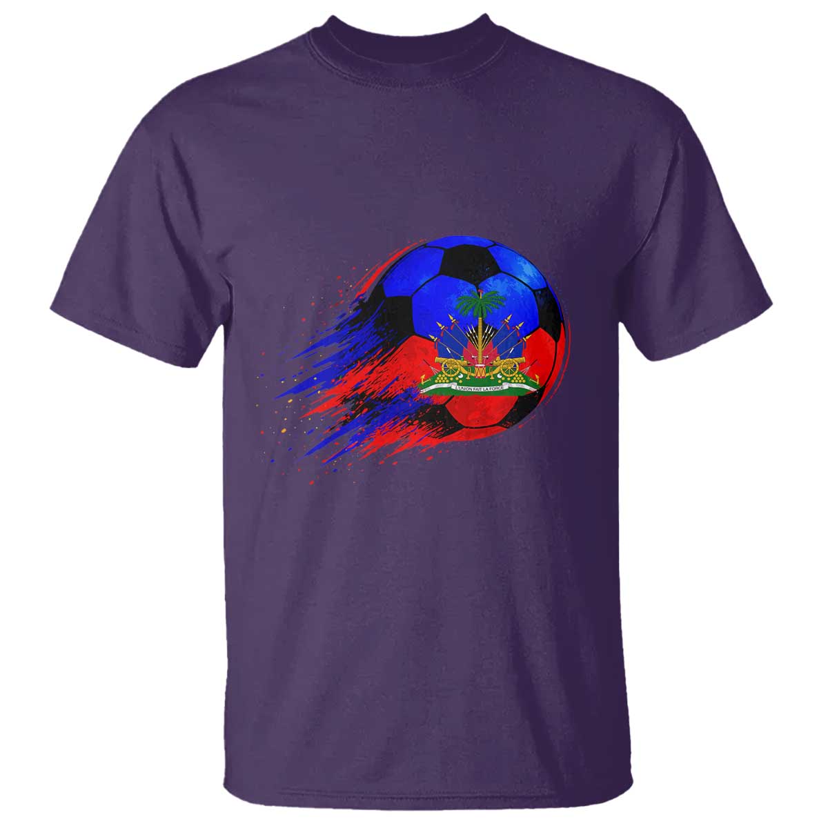 Haitian Flag Soccer Ball Splatter Graphic T Shirt Haiti Football Sports Fan TS02 Purple Print Your Wear