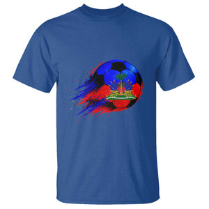 Haitian Flag Soccer Ball Splatter Graphic T Shirt Haiti Football Sports Fan TS02 Royal Blue Print Your Wear