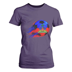 Haitian Flag Soccer Ball Splatter Graphic T Shirt For Women Haiti Football Sports Fan TS02 Purple Print Your Wear