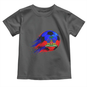 Haitian Flag Soccer Ball Splatter Graphic Toddler T Shirt Haiti Football Sports Fan TS02 Dark Heather Print Your Wear