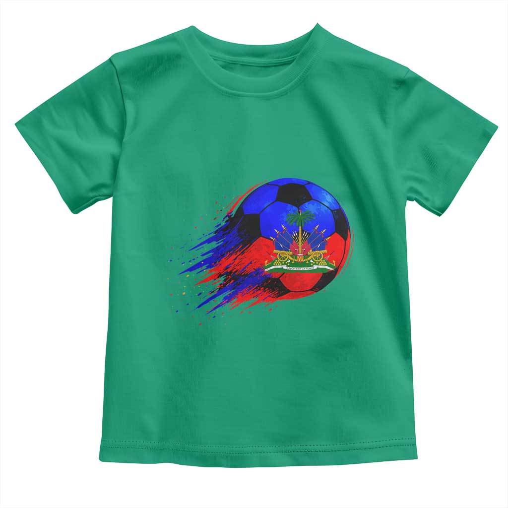 Haitian Flag Soccer Ball Splatter Graphic Toddler T Shirt Haiti Football Sports Fan TS02 Irish Green Print Your Wear