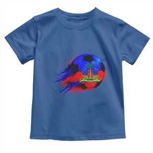 Haitian Flag Soccer Ball Splatter Graphic Toddler T Shirt Haiti Football Sports Fan TS02 Royal Blue Print Your Wear