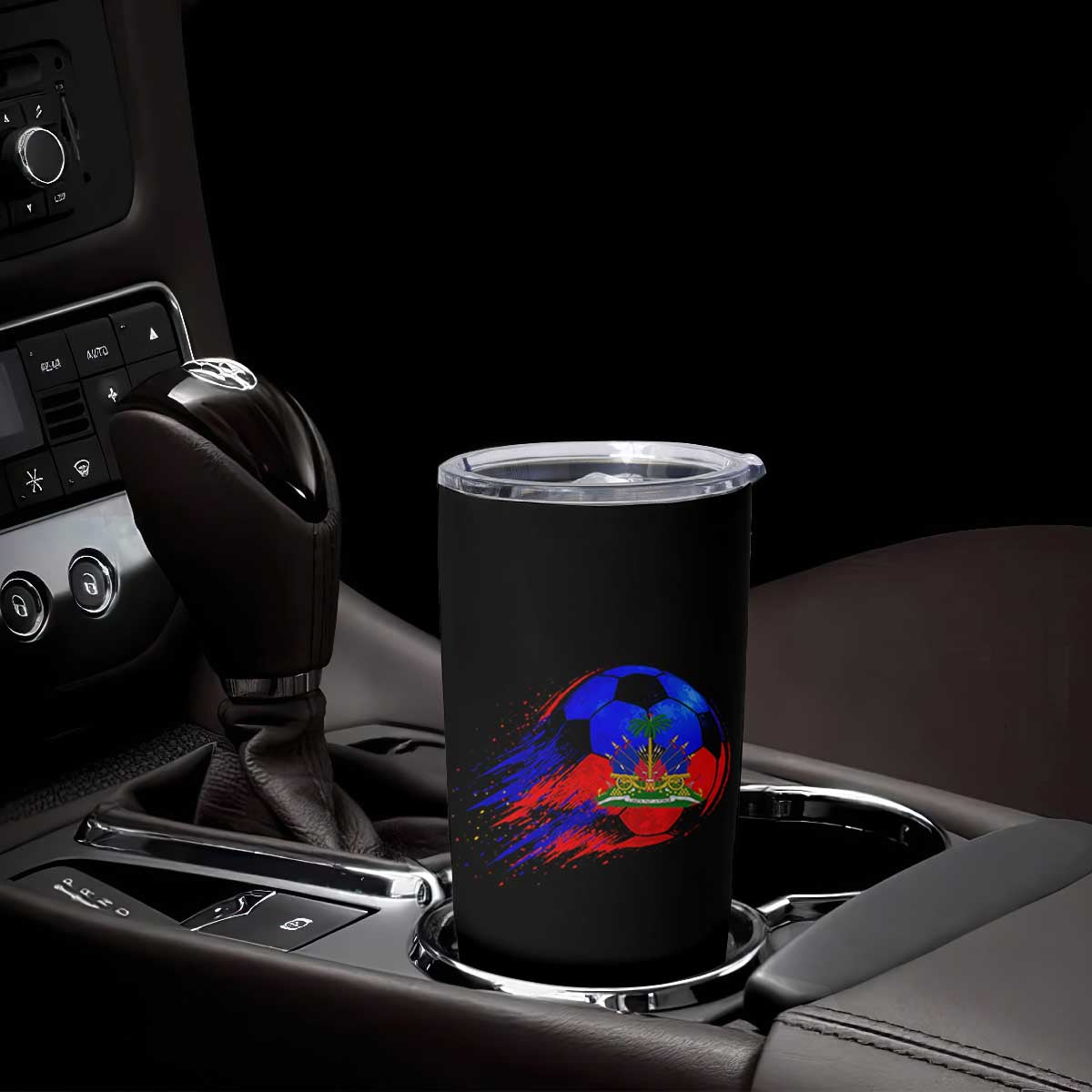 Haitian Flag Soccer Ball Splatter Graphic Tumbler Cup Haiti Football Sports Fan TS02 Print Your Wear