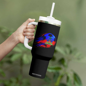 Haitian Flag Soccer Ball Splatter Graphic Tumbler With Handle Haiti Football Sports Fan TS02 Print Your Wear