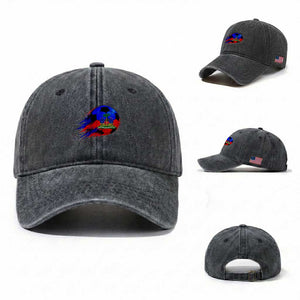 Haitian Flag Soccer Ball Splatter Graphic Washed Cotton Baseball Cap Haiti Football Sports Fan TS02 Washed Cap Universal Fit Dark Gray Print Your Wear