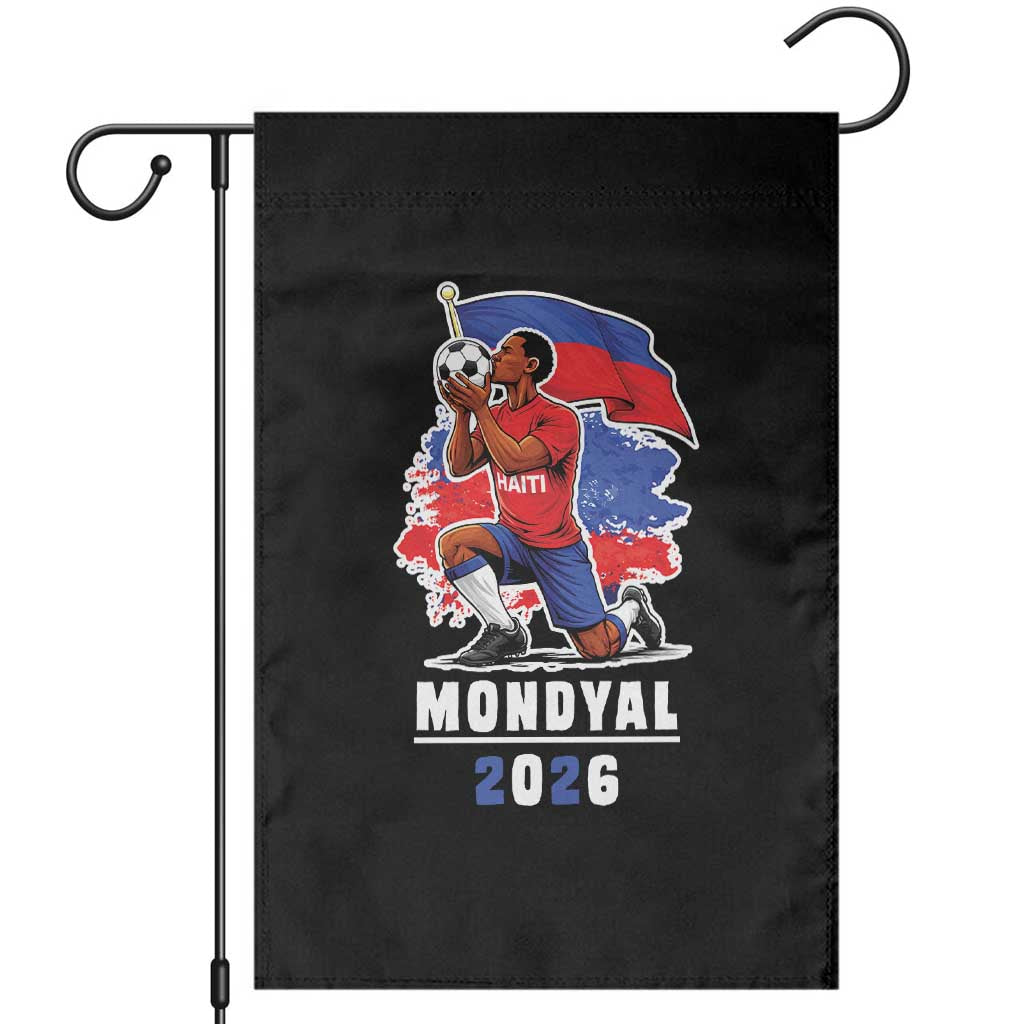 Mondyal 2026 Haiti Soccer Player Victory Celebration Graphic Garden Flag Haitian Flag Football Sports Fan TS02 Black Print Your Wear