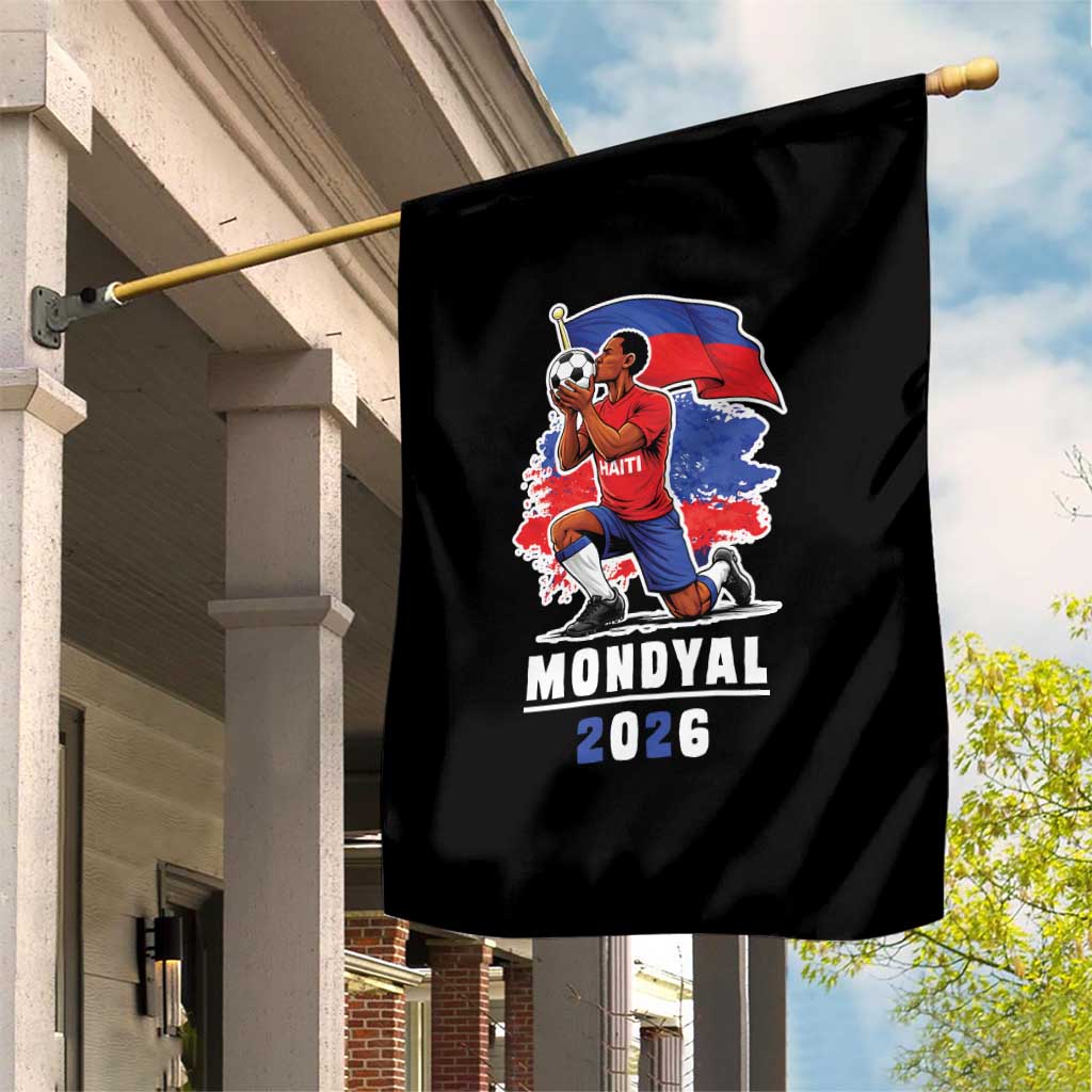 Mondyal 2026 Haiti Soccer Player Victory Celebration Graphic Garden Flag Haitian Flag Football Sports Fan TS02 Print Your Wear