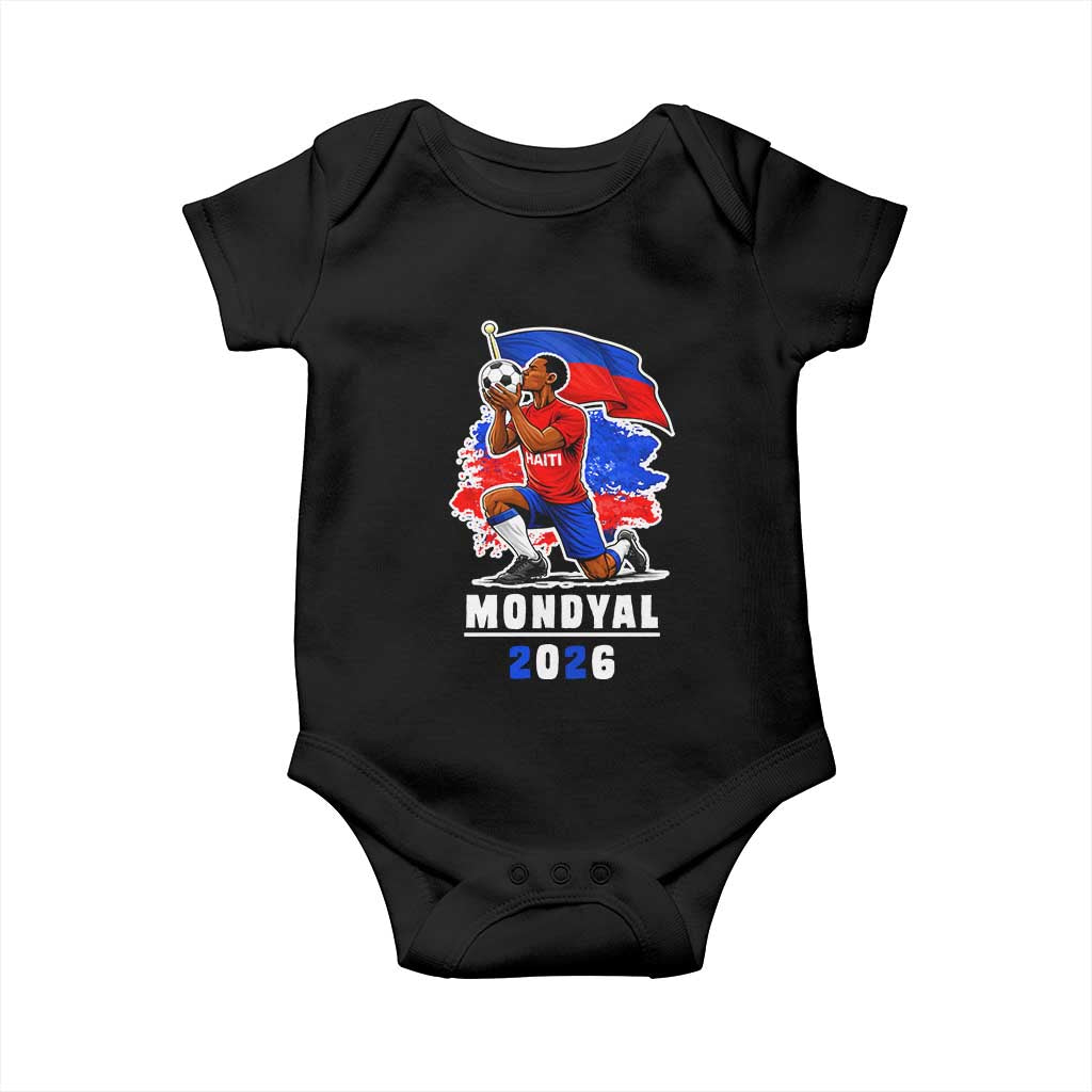Mondyal 2026 Haiti Soccer Player Victory Celebration Graphic Baby Onesie Haitian Flag Football Sports Fan TS02 Black Print Your Wear