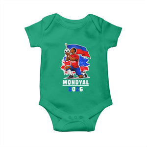 Mondyal 2026 Haiti Soccer Player Victory Celebration Graphic Baby Onesie Haitian Flag Football Sports Fan TS02 Irish Green Print Your Wear