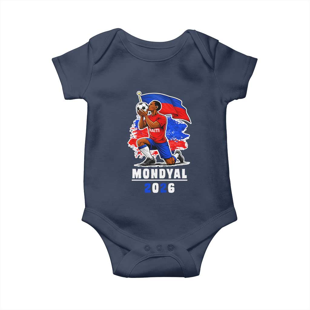 Mondyal 2026 Haiti Soccer Player Victory Celebration Graphic Baby Onesie Haitian Flag Football Sports Fan TS02 Navy Print Your Wear