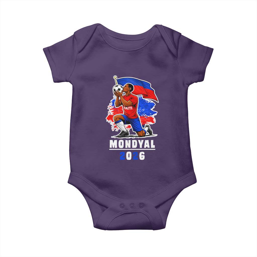 Mondyal 2026 Haiti Soccer Player Victory Celebration Graphic Baby Onesie Haitian Flag Football Sports Fan TS02 Purple Print Your Wear