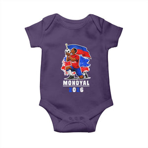 Mondyal 2026 Haiti Soccer Player Victory Celebration Graphic Baby Onesie Haitian Flag Football Sports Fan TS02 Purple Print Your Wear