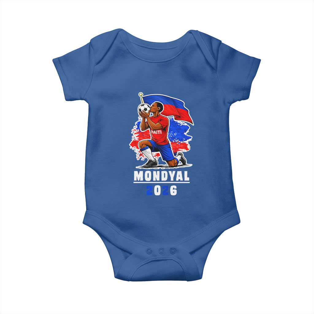 Mondyal 2026 Haiti Soccer Player Victory Celebration Graphic Baby Onesie Haitian Flag Football Sports Fan TS02 Royal Blue Print Your Wear