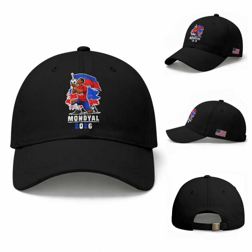Mondyal 2026 Haiti Soccer Player Victory Celebration Graphic Baseball Cap Haitian Flag Football Sports Fan TS02 Baseball Cap Universal Fit Black Print Your Wear