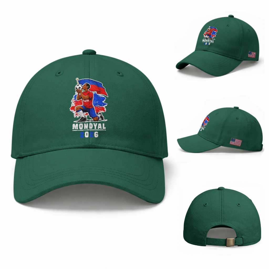 Mondyal 2026 Haiti Soccer Player Victory Celebration Graphic Baseball Cap Haitian Flag Football Sports Fan TS02 Baseball Cap Universal Fit Irish Green Print Your Wear