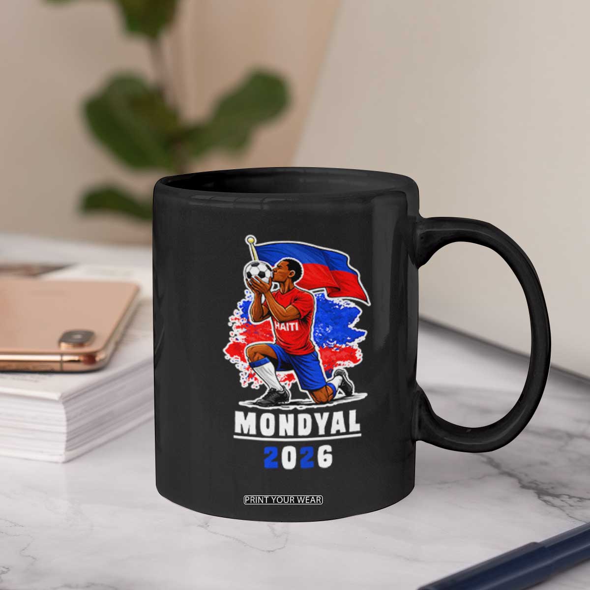 Mondyal 2026 Haiti Soccer Player Victory Celebration Graphic Coffee Mug Haitian Flag Football Sports Fan TS02 Print Your Wear