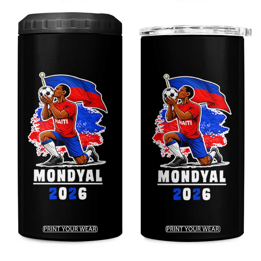 Mondyal 2026 Haiti Soccer Player Victory Celebration Graphic 4 in 1 Can Cooler Tumbler Haitian Flag Football Sports Fan TS02 One Size: 16 oz Black Print Your Wear