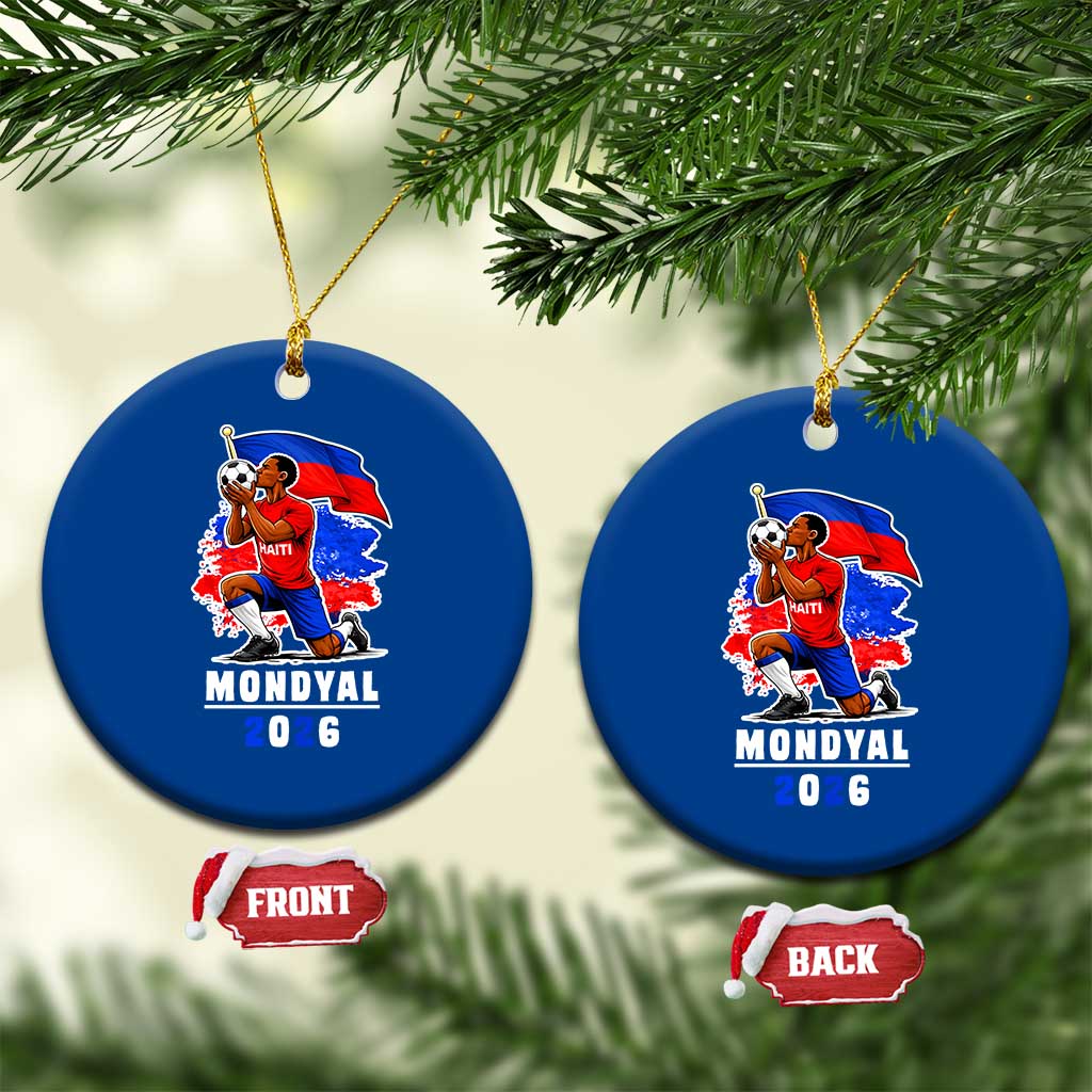 Mondyal 2026 Haiti Soccer Player Victory Celebration Graphic Ceramic Ornament Haitian Flag Football Sports Fan TS02 1pc Blue Print Your Wear