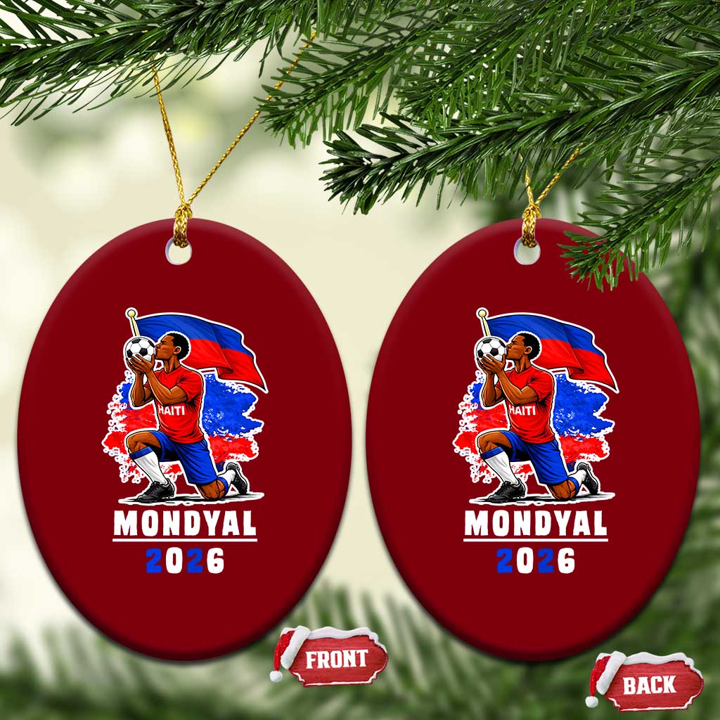 Mondyal 2026 Haiti Soccer Player Victory Celebration Graphic Ceramic Ornament Haitian Flag Football Sports Fan TS02 Print Your Wear