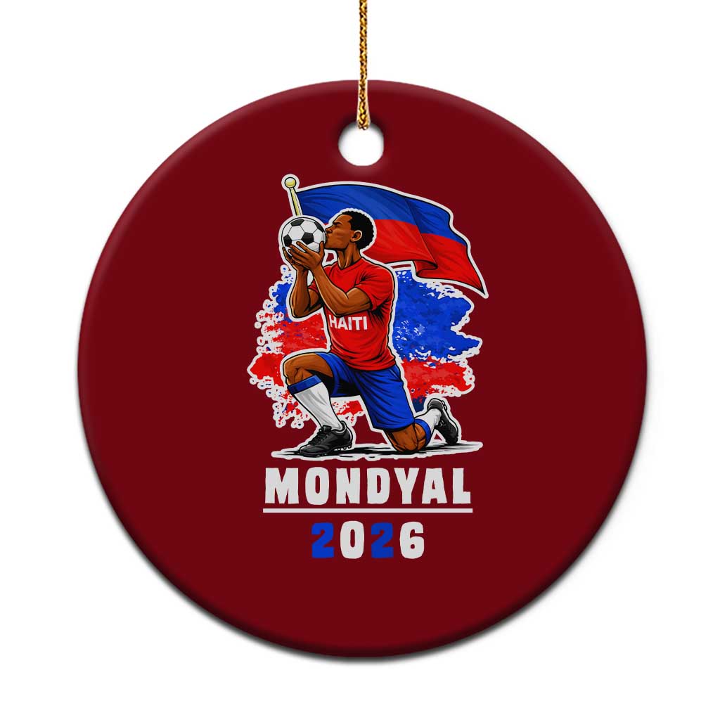 Mondyal 2026 Haiti Soccer Player Victory Celebration Graphic Ceramic Ornament Haitian Flag Football Sports Fan TS02 1pc Red Print Your Wear