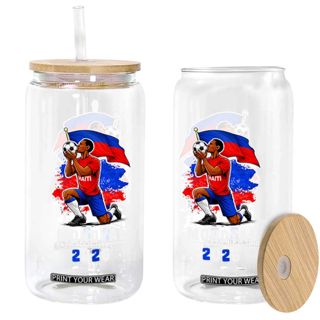 Mondyal 2026 Haiti Soccer Player Victory Celebration Graphic Glass Can Haitian Flag Football Sports Fan TS02 Print Your Wear