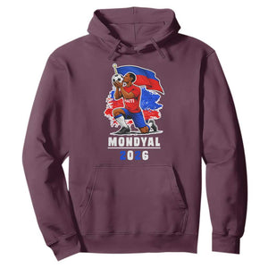 Mondyal 2026 Haiti Soccer Player Victory Celebration Graphic Hoodie Haitian Flag Football Sports Fan TS02 Maroon Print Your Wear