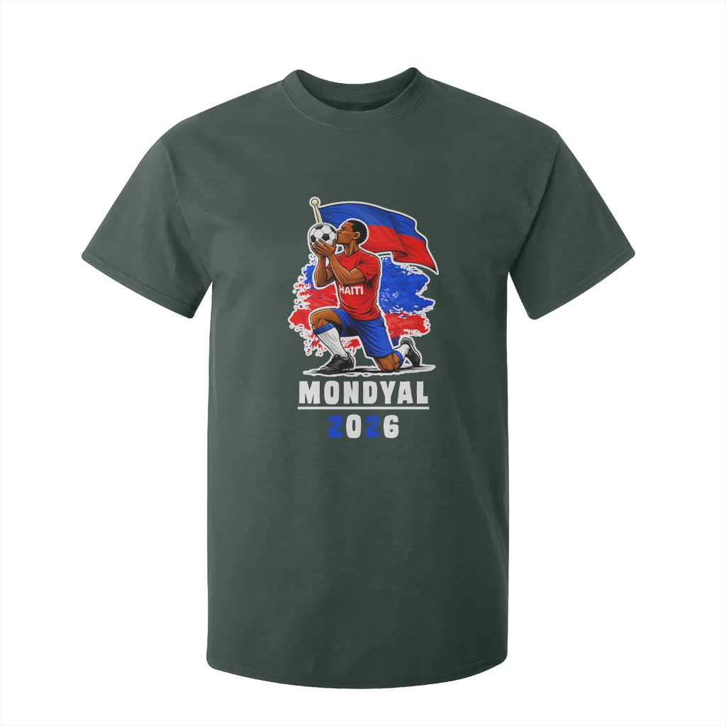 Mondyal 2026 Haiti Soccer Player Victory Celebration Graphic T Shirt For Kid Haitian Flag Football Sports Fan TS02 Dark Forest Green Print Your Wear