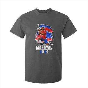 Mondyal 2026 Haiti Soccer Player Victory Celebration Graphic T Shirt For Kid Haitian Flag Football Sports Fan TS02 Dark Heather Print Your Wear