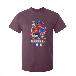 Mondyal 2026 Haiti Soccer Player Victory Celebration Graphic T Shirt For Kid Haitian Flag Football Sports Fan TS02 Maroon Print Your Wear