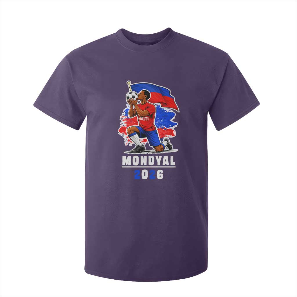 Mondyal 2026 Haiti Soccer Player Victory Celebration Graphic T Shirt For Kid Haitian Flag Football Sports Fan TS02 Purple Print Your Wear