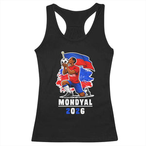 Mondyal 2026 Haiti Soccer Player Victory Celebration Graphic Racerback Tank Top Haitian Flag Football Sports Fan TS02 Black Print Your Wear