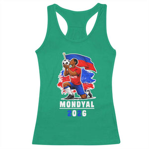 Mondyal 2026 Haiti Soccer Player Victory Celebration Graphic Racerback Tank Top Haitian Flag Football Sports Fan TS02 Irish Green Print Your Wear