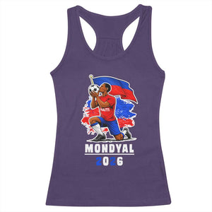 Mondyal 2026 Haiti Soccer Player Victory Celebration Graphic Racerback Tank Top Haitian Flag Football Sports Fan TS02 Purple Print Your Wear