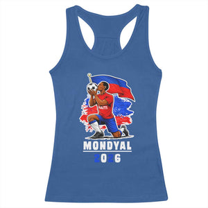 Mondyal 2026 Haiti Soccer Player Victory Celebration Graphic Racerback Tank Top Haitian Flag Football Sports Fan TS02 Royal Blue Print Your Wear