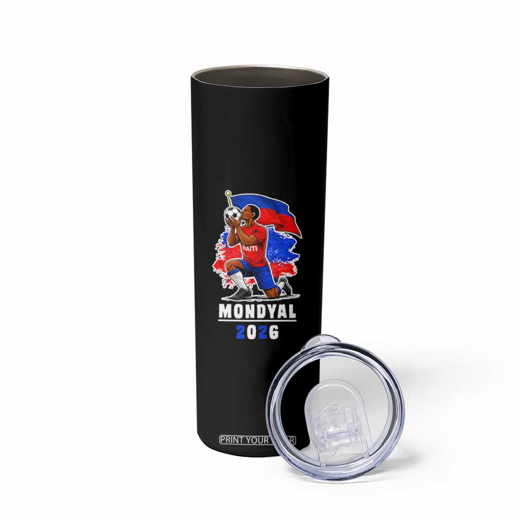 Mondyal 2026 Haiti Soccer Player Victory Celebration Graphic Skinny Tumbler Haitian Flag Football Sports Fan TS02 Print Your Wear