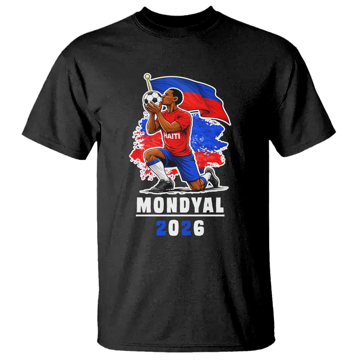 Mondyal 2026 Haiti Soccer Player Victory Celebration Graphic T Shirt Haitian Flag Football Sports Fan TS02 Black Print Your Wear