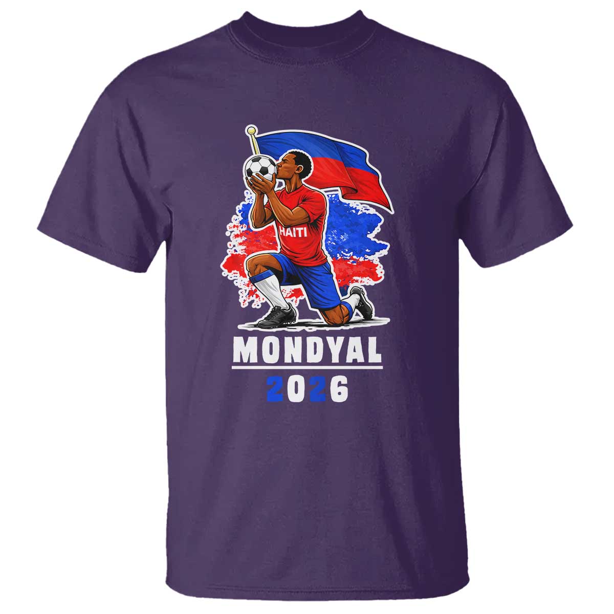 Mondyal 2026 Haiti Soccer Player Victory Celebration Graphic T Shirt Haitian Flag Football Sports Fan TS02 Purple Print Your Wear