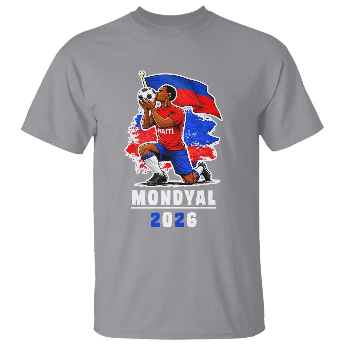 Mondyal 2026 Haiti Soccer Player Victory Celebration Graphic T Shirt Haitian Flag Football Sports Fan TS02 Sport Gray Print Your Wear