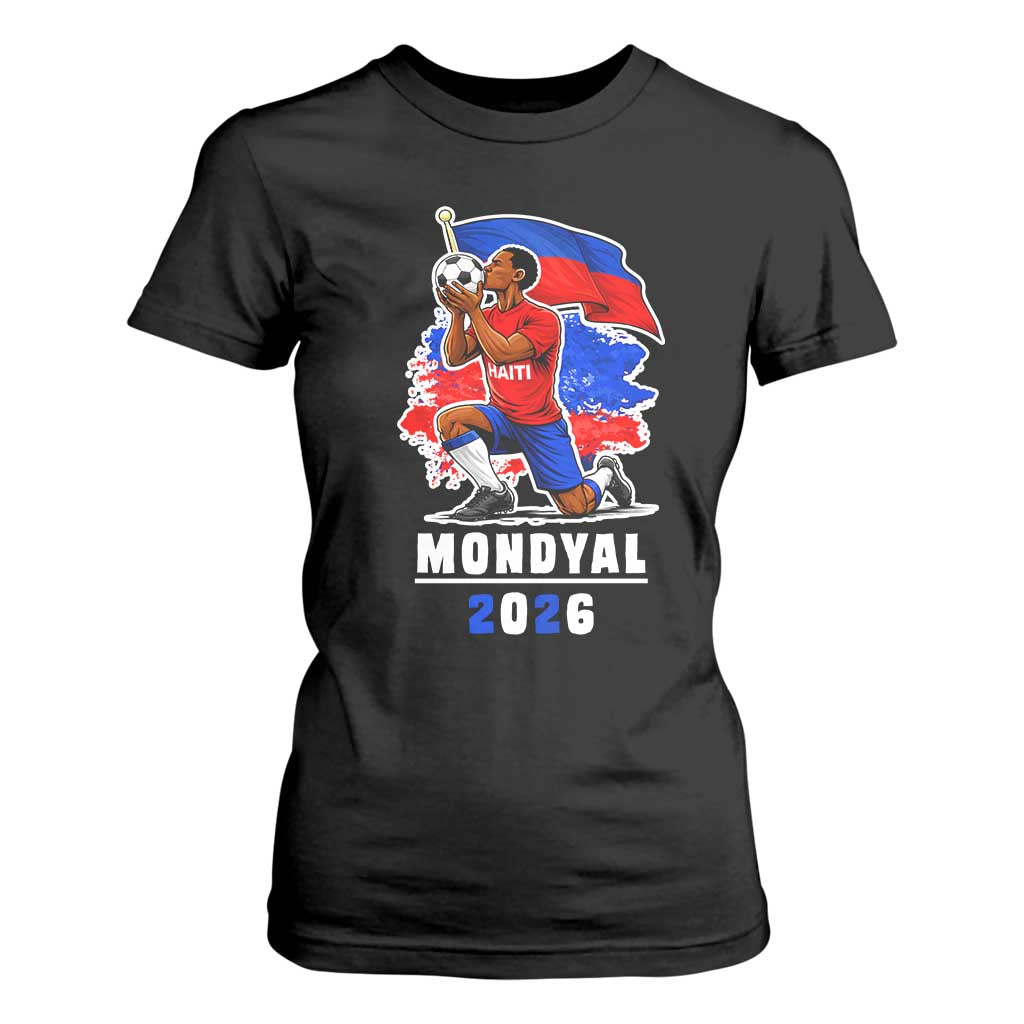 Mondyal 2026 Haiti Soccer Player Victory Celebration Graphic T Shirt For Women Haitian Flag Football Sports Fan TS02 Black Print Your Wear