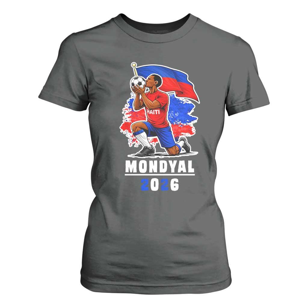 Mondyal 2026 Haiti Soccer Player Victory Celebration Graphic T Shirt For Women Haitian Flag Football Sports Fan TS02 Dark Heather Print Your Wear