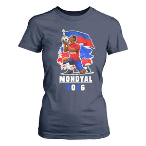 Mondyal 2026 Haiti Soccer Player Victory Celebration Graphic T Shirt For Women Haitian Flag Football Sports Fan TS02 Navy Print Your Wear