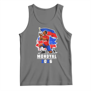 Mondyal 2026 Haiti Soccer Player Victory Celebration Graphic Tank Top Haitian Flag Football Sports Fan TS02 Black Heather Print Your Wear