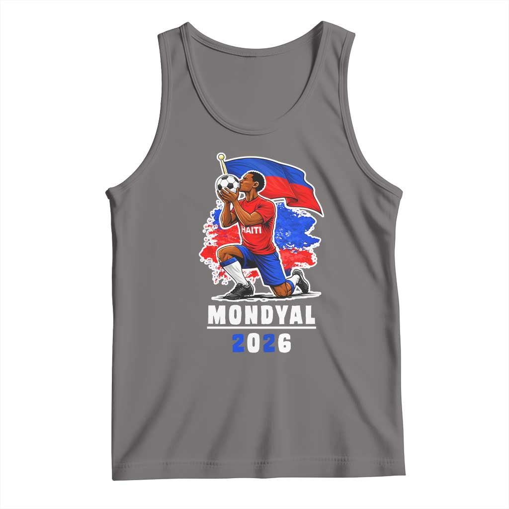 Mondyal 2026 Haiti Soccer Player Victory Celebration Graphic Tank Top Haitian Flag Football Sports Fan TS02 Deep Heather Print Your Wear