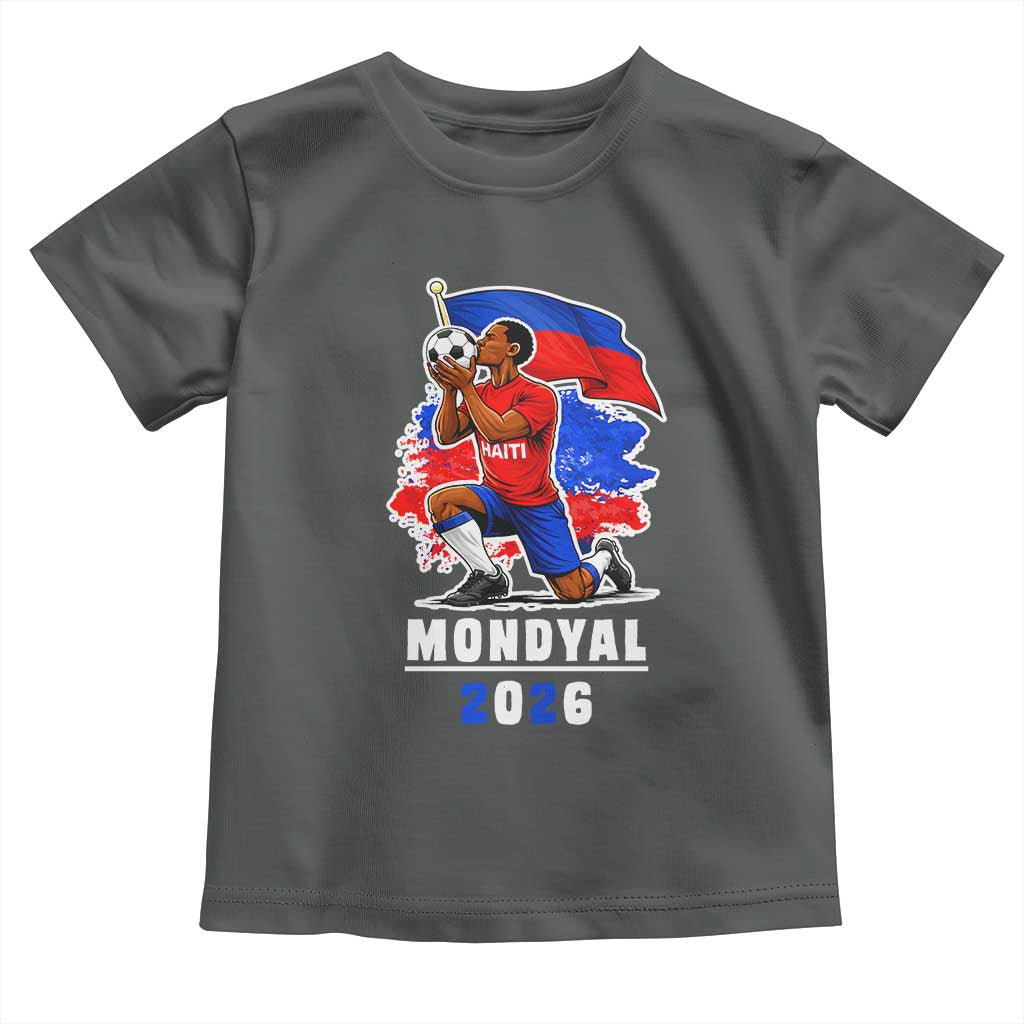 Mondyal 2026 Haiti Soccer Player Victory Celebration Graphic Toddler T Shirt Haitian Flag Football Sports Fan TS02 Dark Heather Print Your Wear
